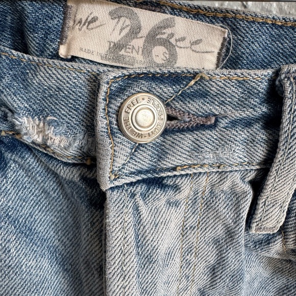 Free People Light Blue Distressed Jean Shorts - Picture 3 of 4